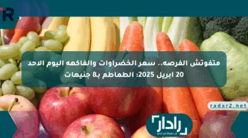 متفوتش الفرصة.. سعر الخضراوات والفاكهة اليوم الأحد 20 أبريل 2025: الطماطم بـ8 جنيهات